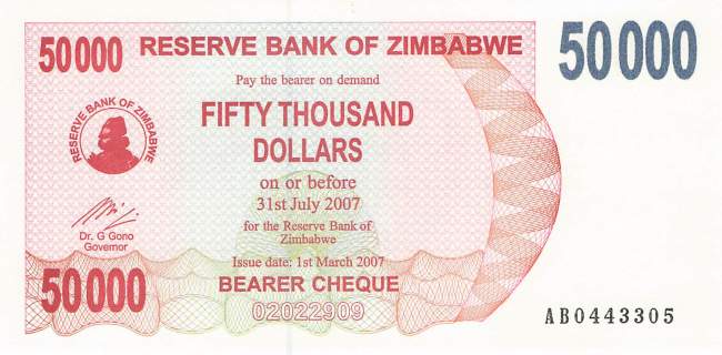 50000 Dollars Zimbabwe p.47 2007